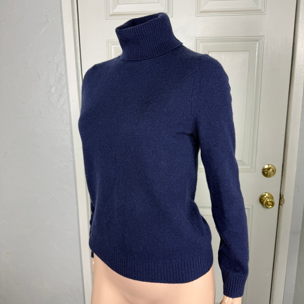 SOFT by NADAAM Women's Sweater S 100% Cashmere L/S Turtleneck Navy OO25 - Picture 2 of 6